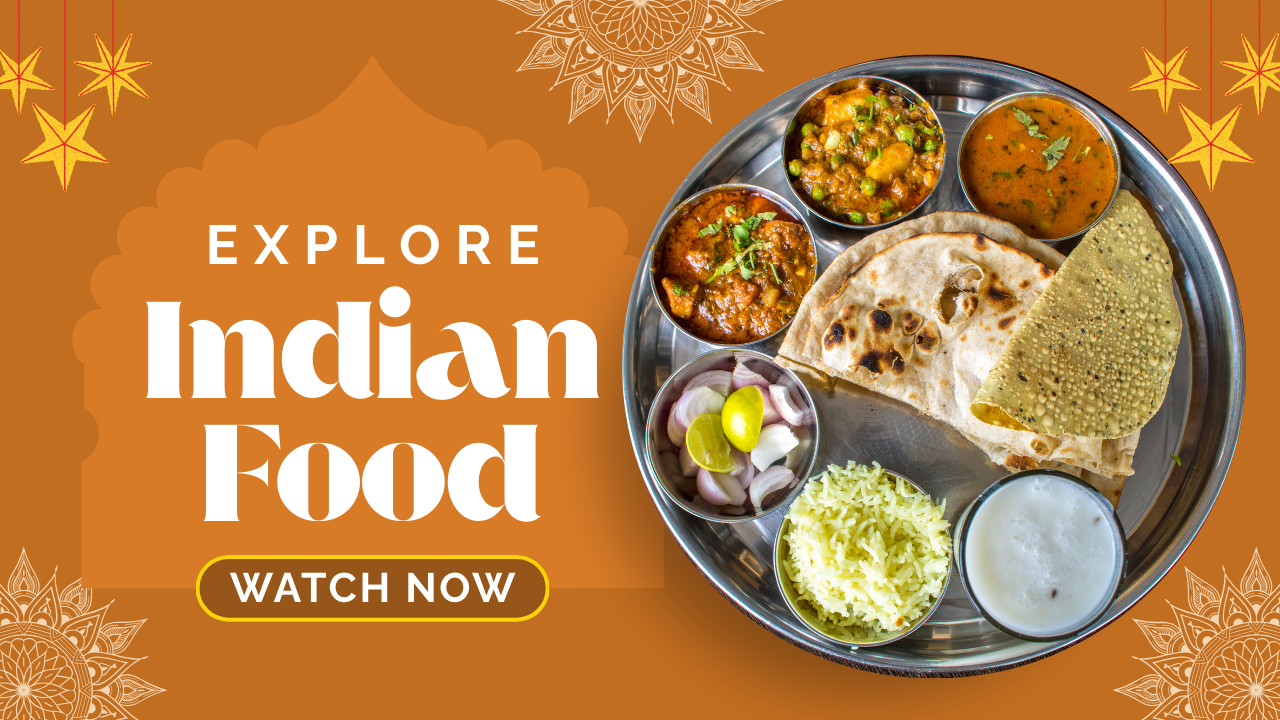brown and yellow modern playful abstract decorative explore indian food youtube thumbnail